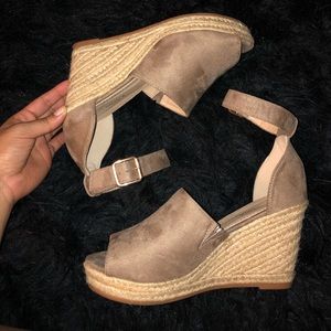 Top Moda taupe wedges heels